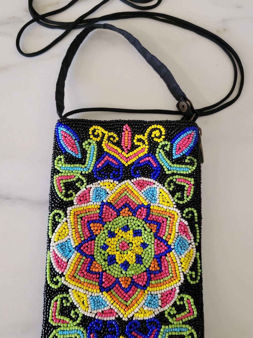 Bamboo Trading Co. Pristine Hand Beaded Mandala Smartphone Crossbody Bag